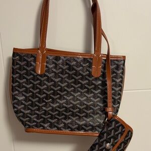 Goyard Black and Brown Tote with Pouch